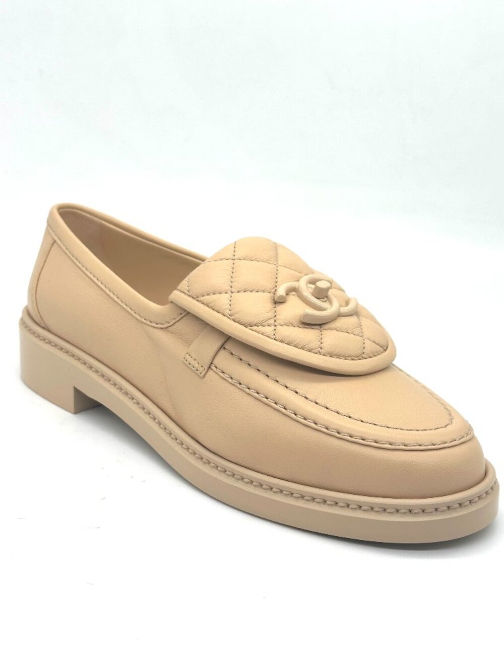 CHANEL 24C Leather Quilted Tab Turn Lock Turnlock CC Loafer Moccasin Flat Shoes - Picture 7 of 13